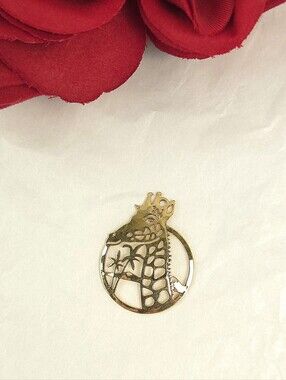 Sea Gems Gold Plated Giraffe Open Filigree Pendant or Charm Marked SG